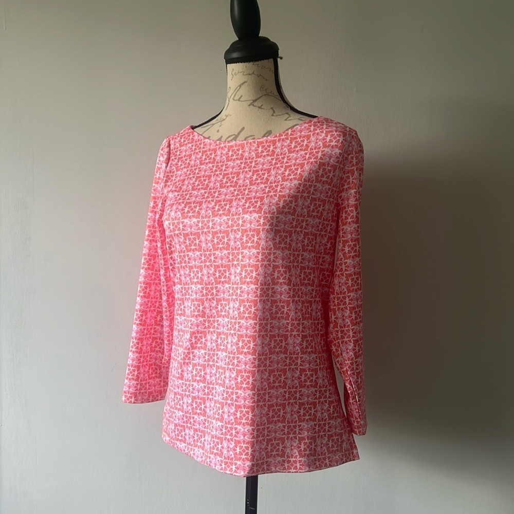 Top 3/4 Sleeve By Vineyard Vines Size: S Boatneck in Sunrise